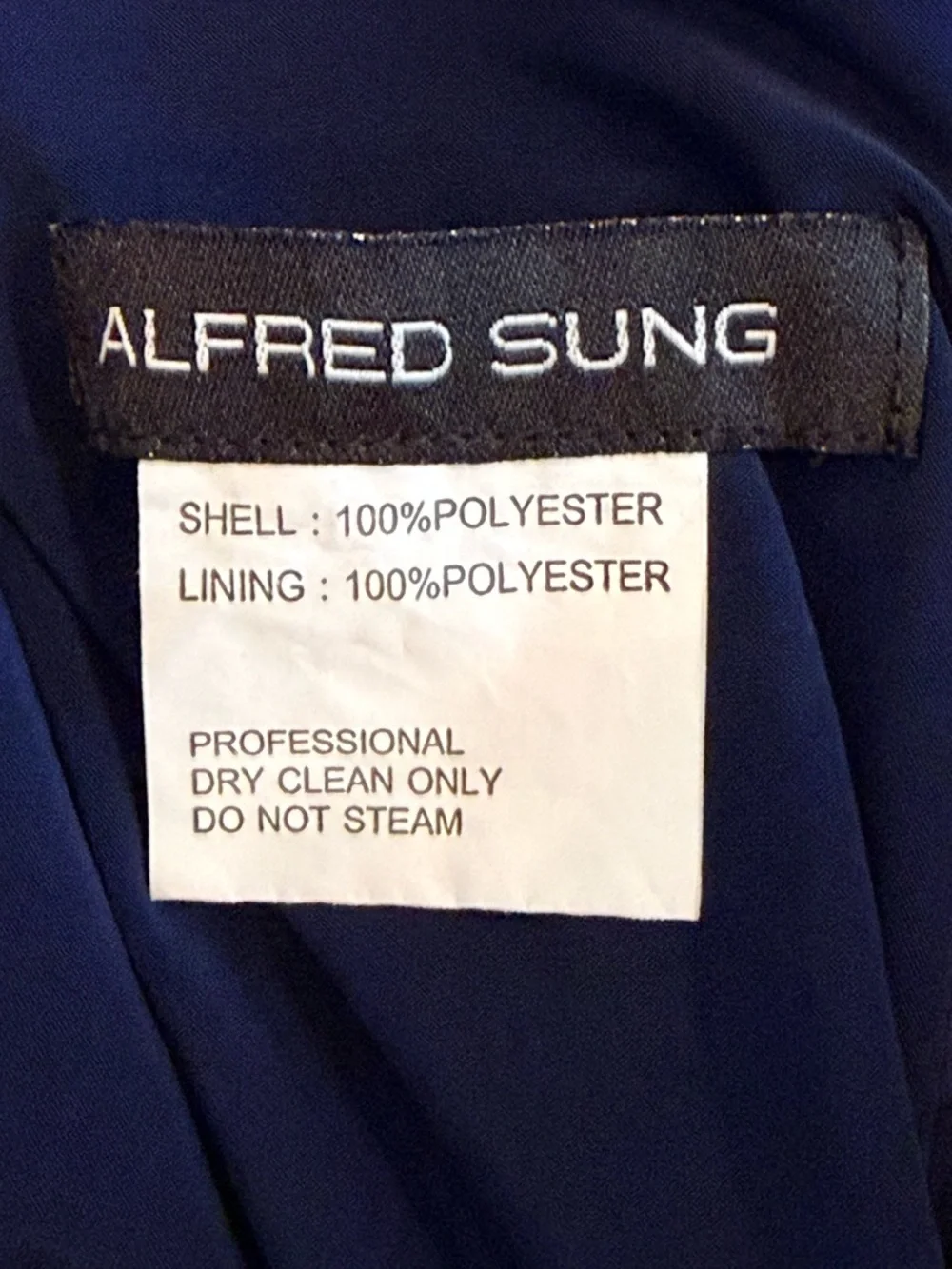 Alfred Sung Navy Wrap Maxi Dress Pockets Long Sleeve V-Neck 14 - Picture 5 of 6